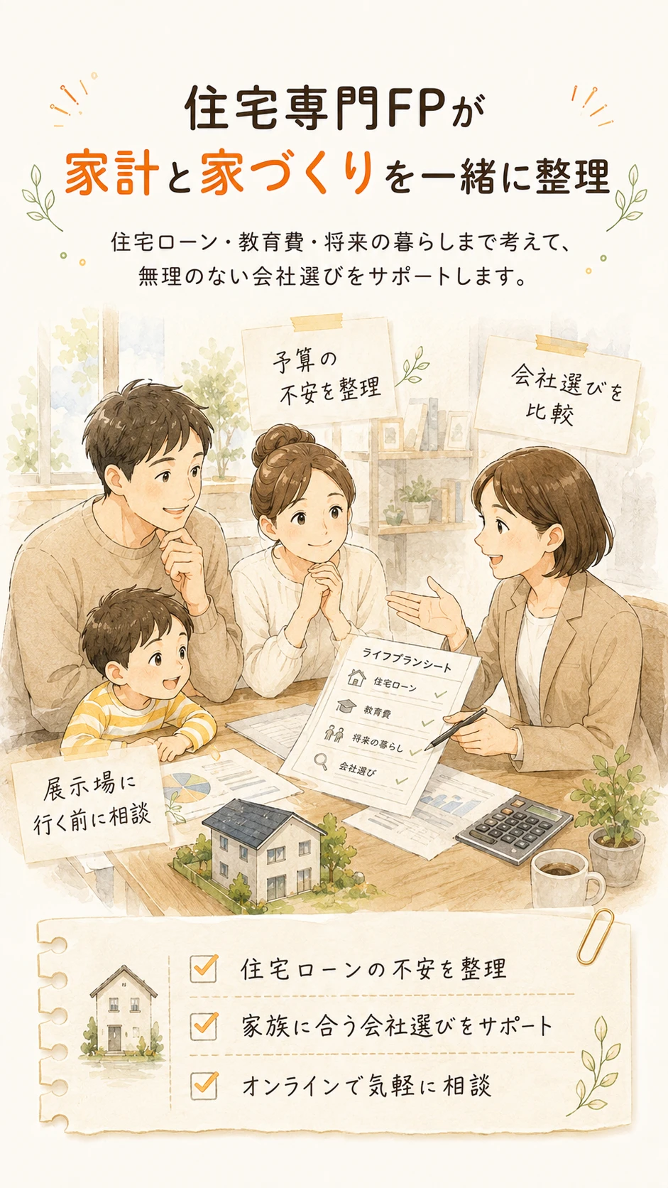 住宅専門FPが家計と家づくりを一緒に整理